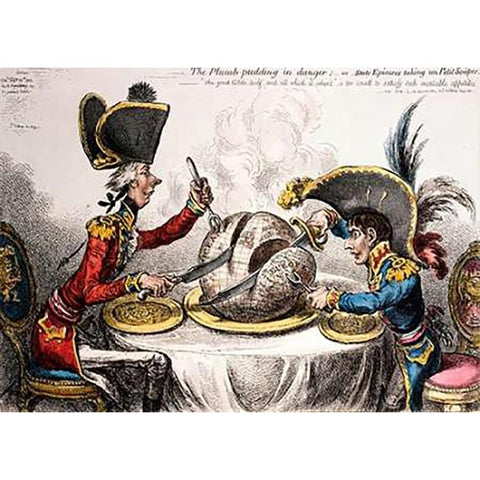 The Plum Pudding In Danger White Modern Wood Framed Art Print by Gillray, James