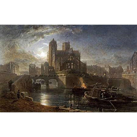 Notre Dame, Paris Black Modern Wood Framed Art Print with Double Matting by Goodall, Edward Angelo