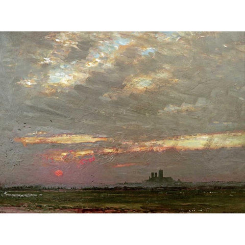 Lincoln Cathedral at Sunset Black Modern Wood Framed Art Print by Goodwin, Albert