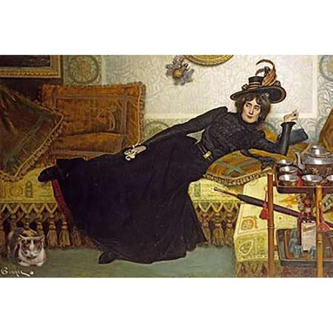 Une Femme Elegante Gold Ornate Wood Framed Art Print with Double Matting by Gourse, Hippolyte-Casimir