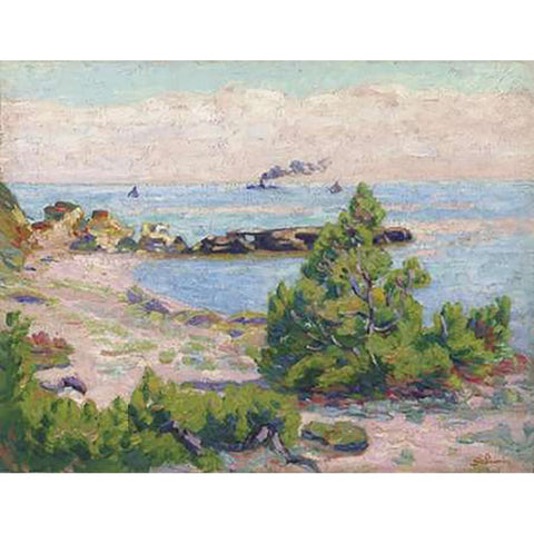 Saint Palais, Pointe De La Perriere White Modern Wood Framed Art Print by Guillaumin, Armand