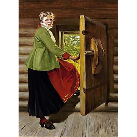 A Dalecarlian Beauty Black Modern Wood Framed Art Print with Double Matting by Hagborg, August