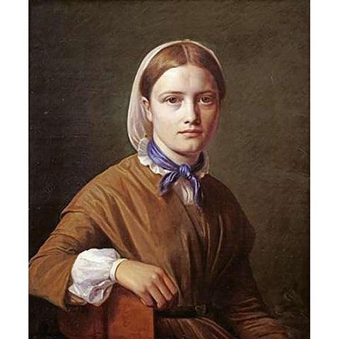 Portrait of Museumistiane Kobke White Modern Wood Framed Art Print by Hansen, Constantin