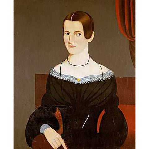 Portrait of a Young Woman, Circa 1845 Black Modern Wood Framed Art Print by Hartwell, George