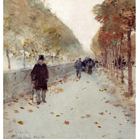 Quai Du Louvre White Modern Wood Framed Art Print by Hassam, Childe