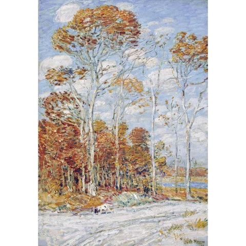 The Hawks Nest Gold Ornate Wood Framed Art Print with Double Matting by Hassam, Childe