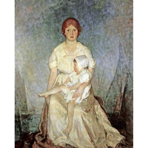 Motherhood Triumphant White Modern Wood Framed Art Print by Hawthorne, Charles Webster