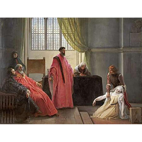 Valenza Gradenigo Before The Inquisition Black Modern Wood Framed Art Print with Double Matting by Hayez, Francesco