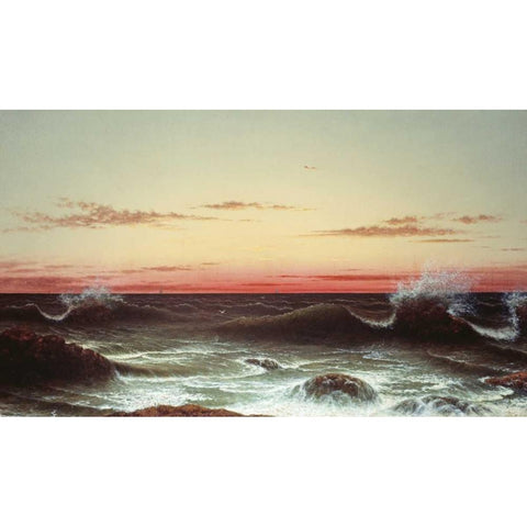 Sunset Gold Ornate Wood Framed Art Print with Double Matting by Heade, Martin Johnson