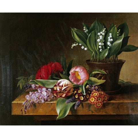 Lily of The Valley Black Modern Wood Framed Art Print with Double Matting by Hellesen, Hanne