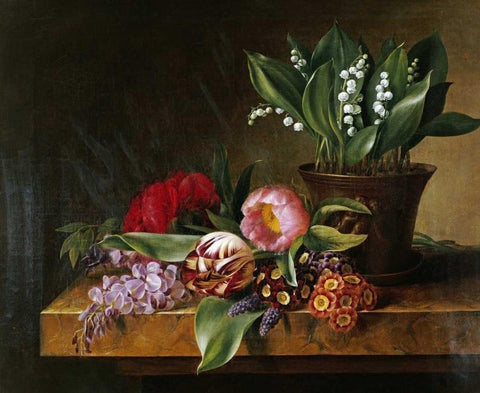 Lily of The Valley Black Ornate Wood Framed Art Print with Double Matting by Hellesen, Hanne