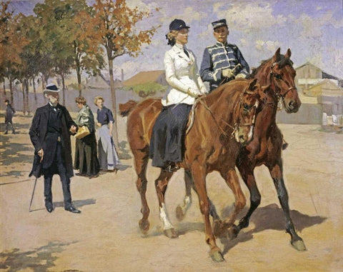 The Morning Ride White Modern Wood Framed Art Print with Double Matting by Henningsen, Erik