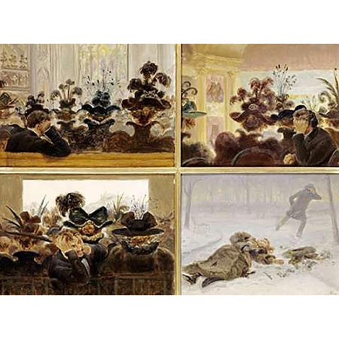 The Artists Commentary on Womens Hats Gold Ornate Wood Framed Art Print with Double Matting by Henry, Edward Lamson