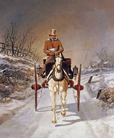A Winters Drive White Modern Wood Framed Art Print with Double Matting by Herring, Benjamin