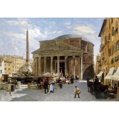 The Pantheon, Rome Gold Ornate Wood Framed Art Print with Double Matting by Herwegen-Manini, Veronika Mario