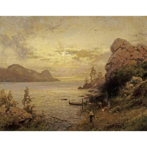 Camp Site Gold Ornate Wood Framed Art Print with Double Matting by Herzog, Herman