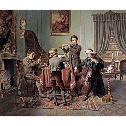 The Quartet Black Modern Wood Framed Art Print with Double Matting by Hiddemann, Friedrich-Peter