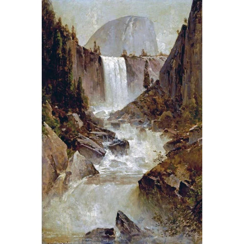 Vernal Falls, Yosemite Black Modern Wood Framed Art Print by Hill, Thomas
