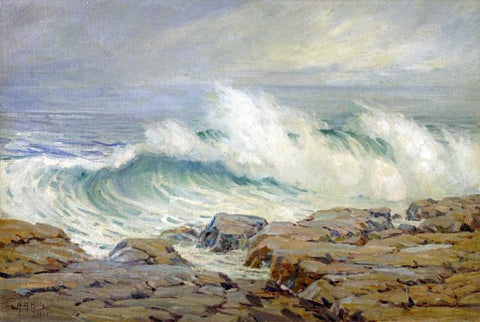 Breaking Wave White Modern Wood Framed Art Print with Double Matting by Hills, Anna Althea