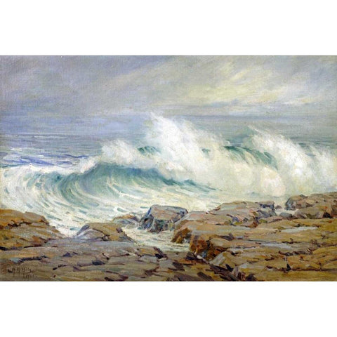 Breaking Wave Black Modern Wood Framed Art Print by Hills, Anna Althea