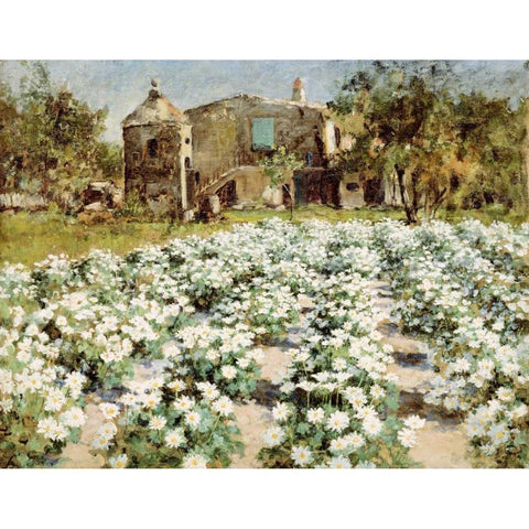 A Normandy Farmhouse Black Modern Wood Framed Art Print with Double Matting by Hitchcock, George