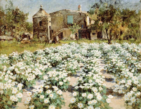 A Normandy Farmhouse Black Ornate Wood Framed Art Print with Double Matting by Hitchcock, George