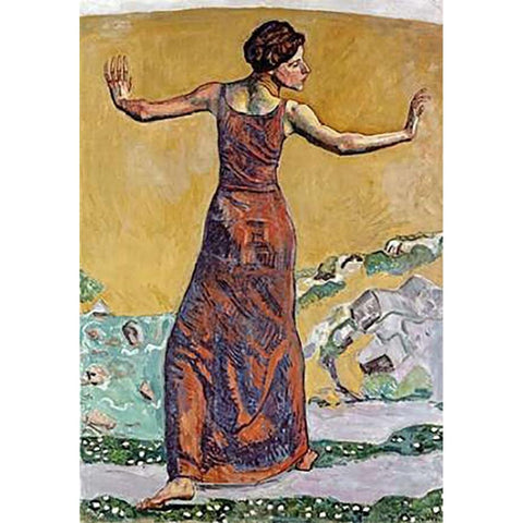 Joyous Woman White Modern Wood Framed Art Print by Hodler, Ferdinand