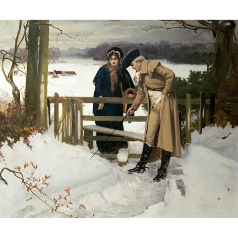 The Lovers Vows Black Modern Wood Framed Art Print by Holyoake, William
