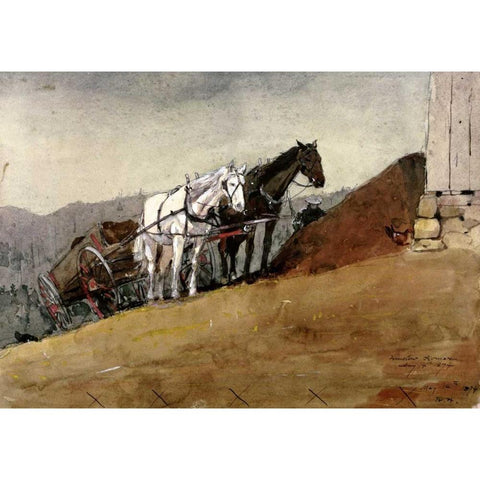 The Hill Top Barn - Houghton Farm White Modern Wood Framed Art Print by Homer, Winslow