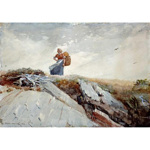 Down The Cliff Black Modern Wood Framed Art Print with Double Matting by Homer, Winslow