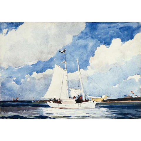 Fishing Schooner, Nassau Black Modern Wood Framed Art Print with Double Matting by Homer, Winslow