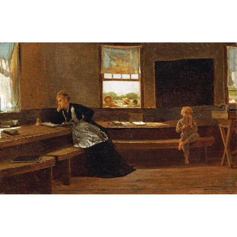 The Noon Recess Black Modern Wood Framed Art Print with Double Matting by Homer, Winslow