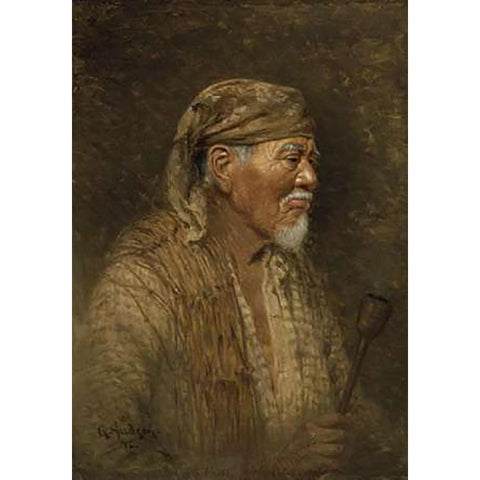 Portrait of a Pomo Chief Black Modern Wood Framed Art Print with Double Matting by Hudson, Grace Carpenter