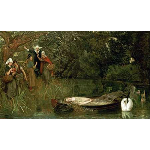 The Lady of Shalott White Modern Wood Framed Art Print by Hughes, Arthur