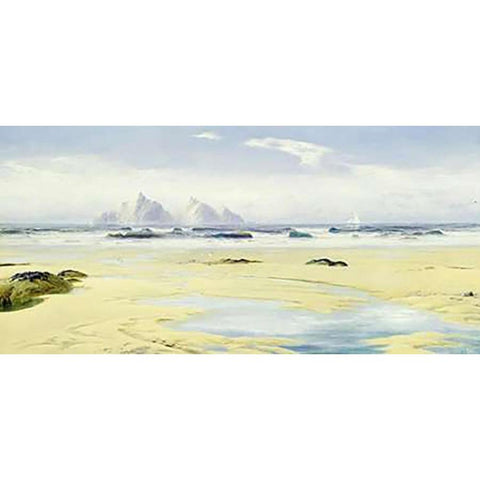 When The Tide Is Out, Pimn Bay, Cornwall Gold Ornate Wood Framed Art Print with Double Matting by James, David