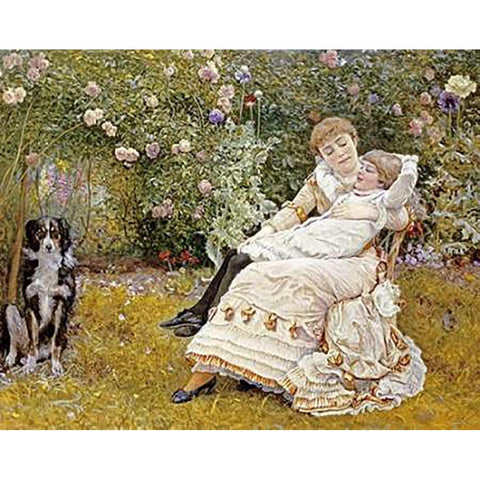 Pleasant Hours White Modern Wood Framed Art Print by Johnson, Edward Killingworth