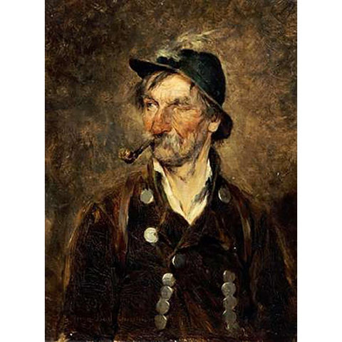 The Old Hunter White Modern Wood Framed Art Print by Kauffmann, Hugo