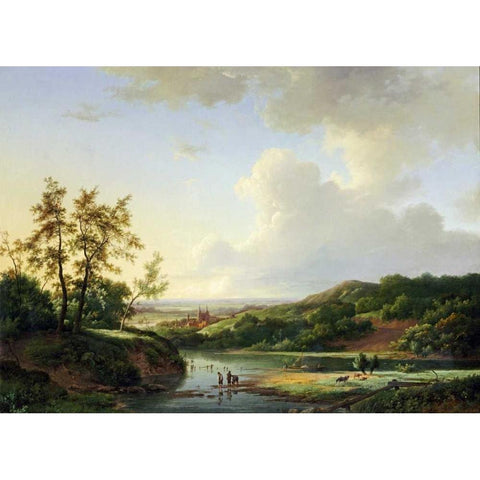 An Extensive Landscape White Modern Wood Framed Art Print by Koekkoek, Marinus Adrainus