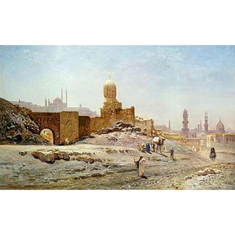 A View of Cairo Black Modern Wood Framed Art Print with Double Matting by Korner, Ernst