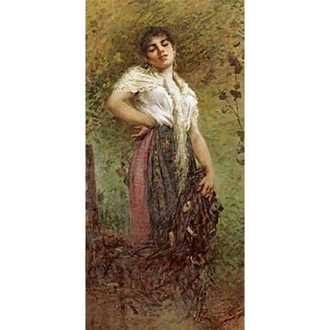 An Italian Fisherwoman White Modern Wood Framed Art Print by Lancerotto, Egisto