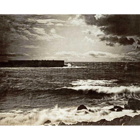 The Great Wave, Sete Black Modern Wood Framed Art Print by Le Gray, Gustave