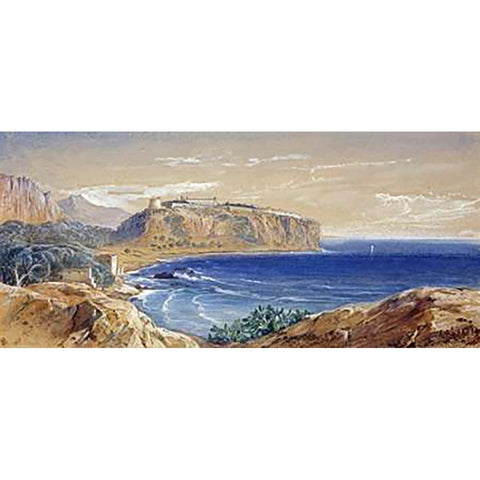 Monaco From Cap Dail Gold Ornate Wood Framed Art Print with Double Matting by Lear, Edward