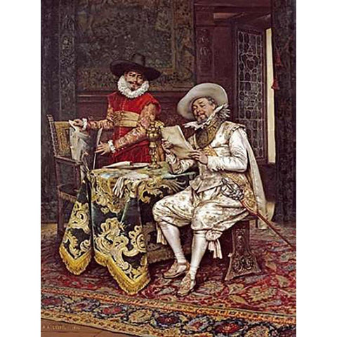 The Connoisseurs White Modern Wood Framed Art Print by Lesrel, Adolphe Alexander