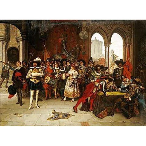 Musketeers of The King Black Modern Wood Framed Art Print with Double Matting by Lesrel, Adolphe Alexander