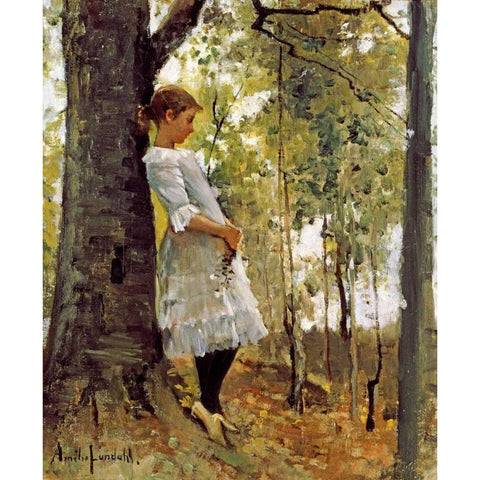 In The Woods Black Modern Wood Framed Art Print with Double Matting by Lundahl, Amelie