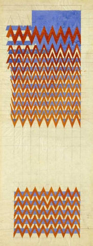 Fabric Design, 1916 White Modern Wood Framed Art Print with Double Matting by Mackintosh, Charles Rennie