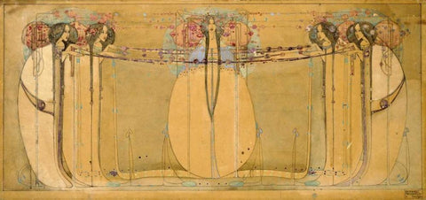 The May Queen Black Ornate Wood Framed Art Print with Double Matting by Mackintosh, Margaret Macdonald