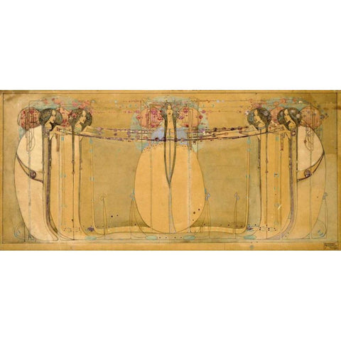 The May Queen Black Modern Wood Framed Art Print with Double Matting by Mackintosh, Margaret Macdonald