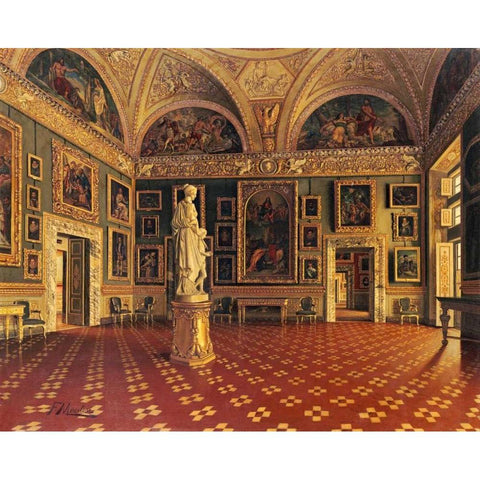 Sala DellIliad, Pitti Palace, Florence Gold Ornate Wood Framed Art Print with Double Matting by Maestosi, Francesco