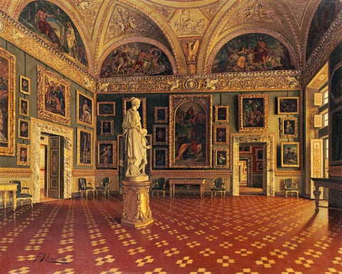 Sala DellIliad, Pitti Palace, Florence Black Ornate Wood Framed Art Print with Double Matting by Maestosi, Francesco
